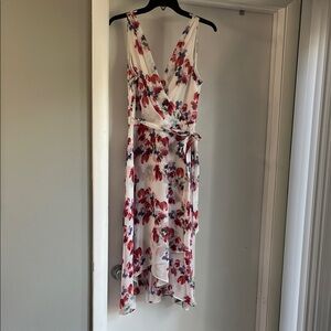 DKNY High Low Floral Dress - Red and Blue